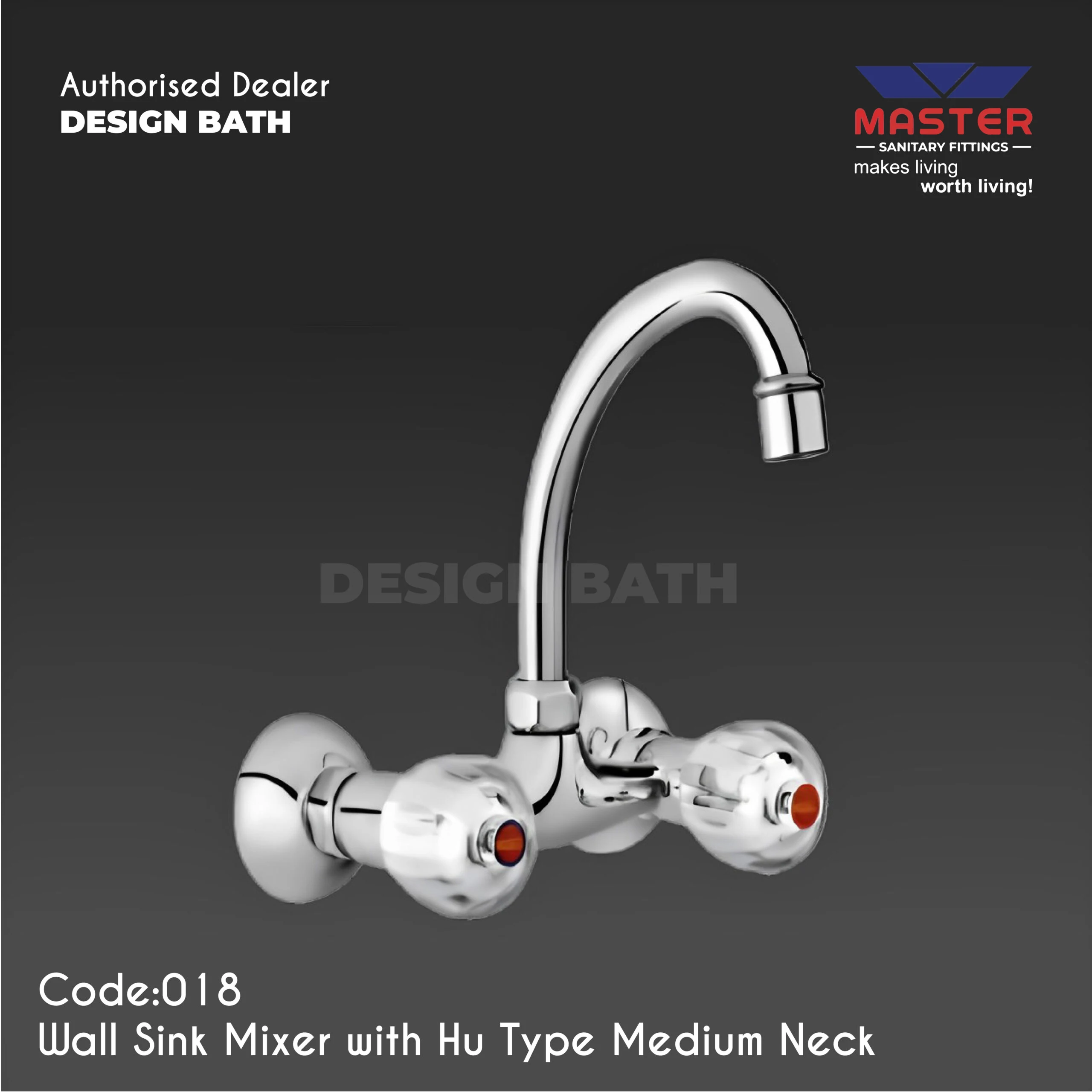 Master Wall Sink Mixer Mixer With Hu Type Medium Neck 018